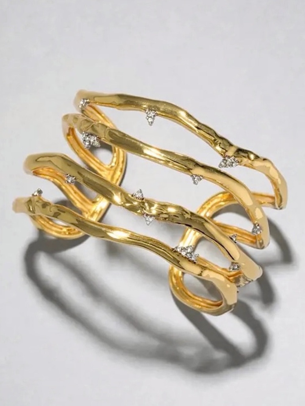 ALEXIS BITTAR Crystal Thorn Orbit Cuff Bracelet - Gold (MSRP $355)